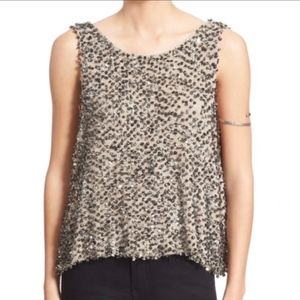 Free People Sequin Open Back Knit Shell - NWOT